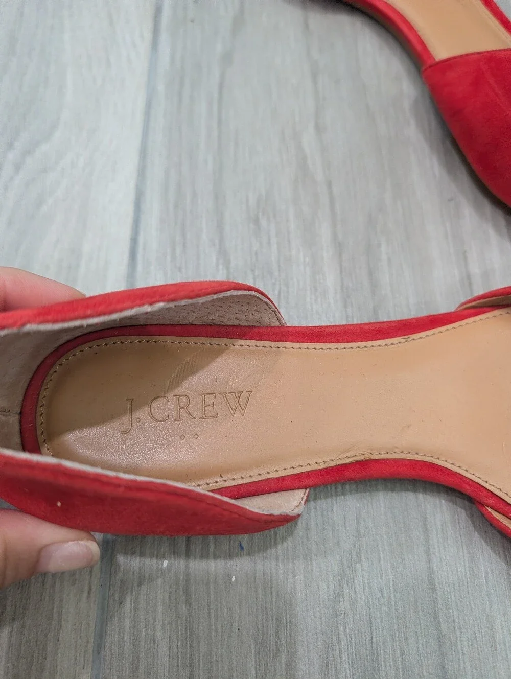 J.Crew Red Pointed Toe Leather Flats Size 10